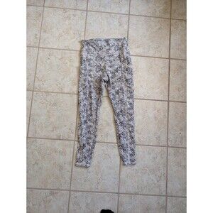 Balance Collection Women's Long Leggings White Tonal Snake Print Size M